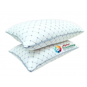 Market Fairy 17 X 27 Inch Microfiber Filled Ultra Soft Stylish Sleeping Bed Pillow for Long Lasting Fluffiness, Big Size, White With Gray Dots, Pack of 2